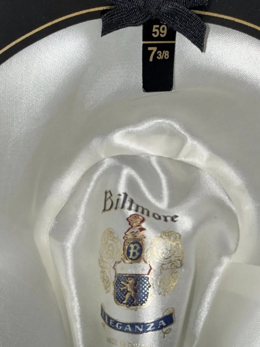 Vintage Biltmore Eleganza Black Fur Felt Dress Hat Size 7 3/8 Made in Canada